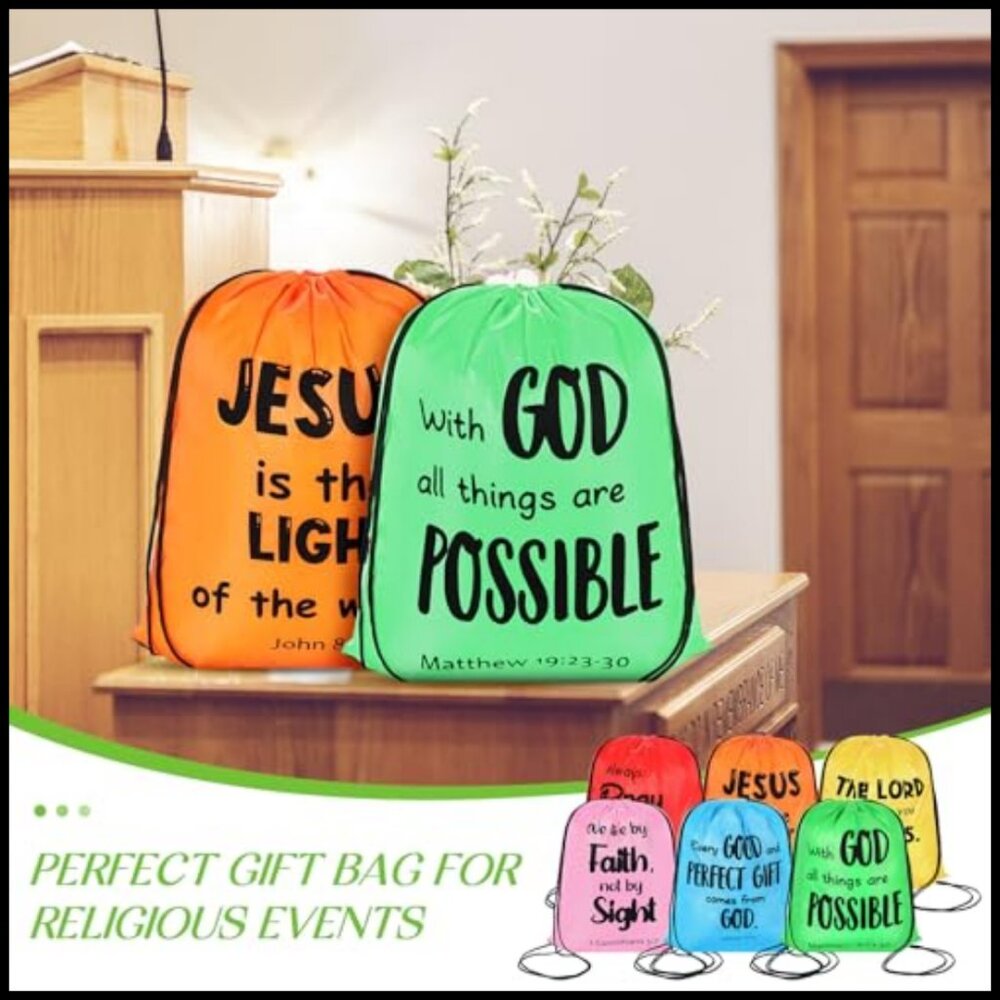 Polyester Drawstring Backpack Bulk Set Religious … - image 4